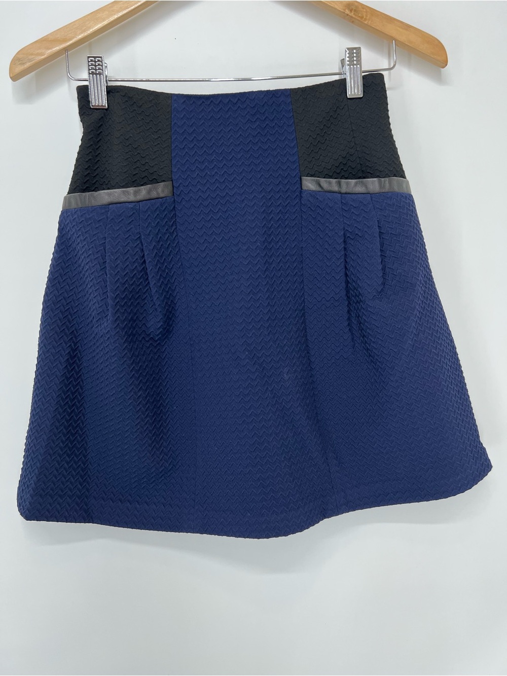 Nanette Lepore Navy and Black Textured Mini Skirt